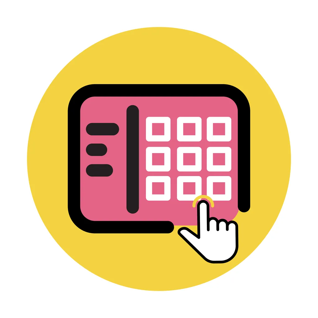 The OrderBuddy point of sale screen, an open order list beside a grid of menu buttons being tapped