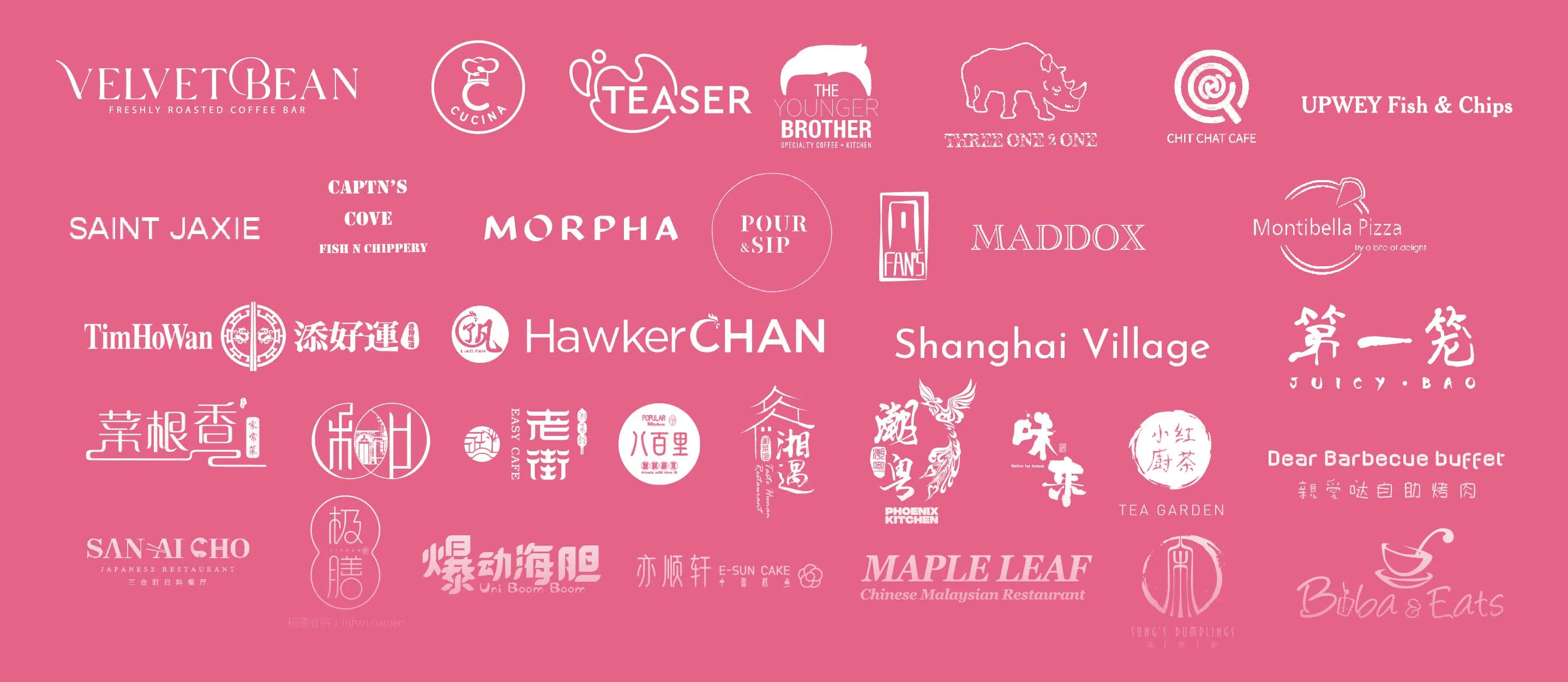 Logos of hospitality and retail venues running OrderBuddy